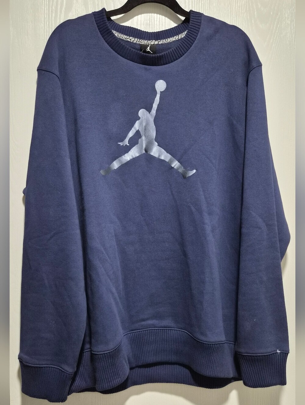 Jordan Men Jumpman Navy Blue Print Crewneck Pullover Size 2XL